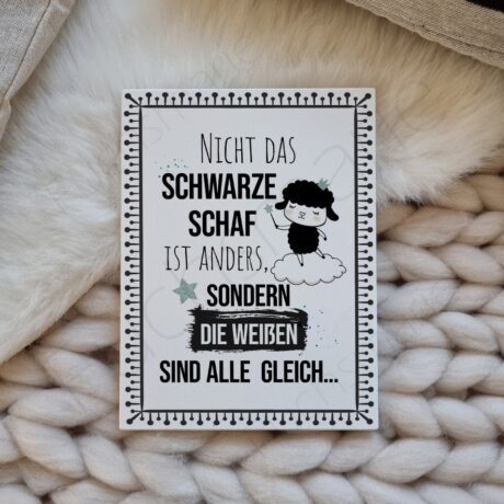 Nicht das schwarze Schaf ist anders, sondern die weißen sind alle gleich - türkis, groß Rechteck