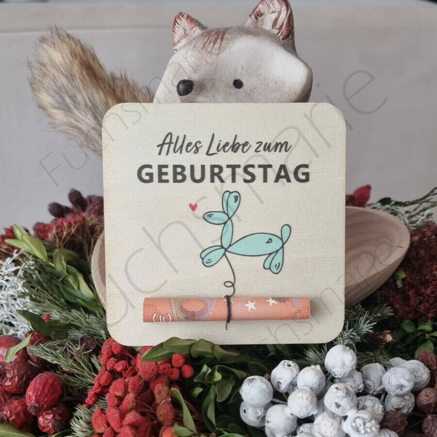 Geldgeschenkkarte Ballonhund