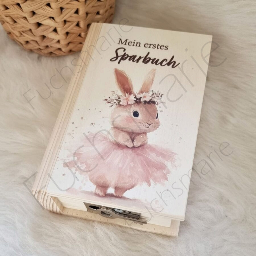 Sparbuch aus Holz Hase Emmi – Bild 2