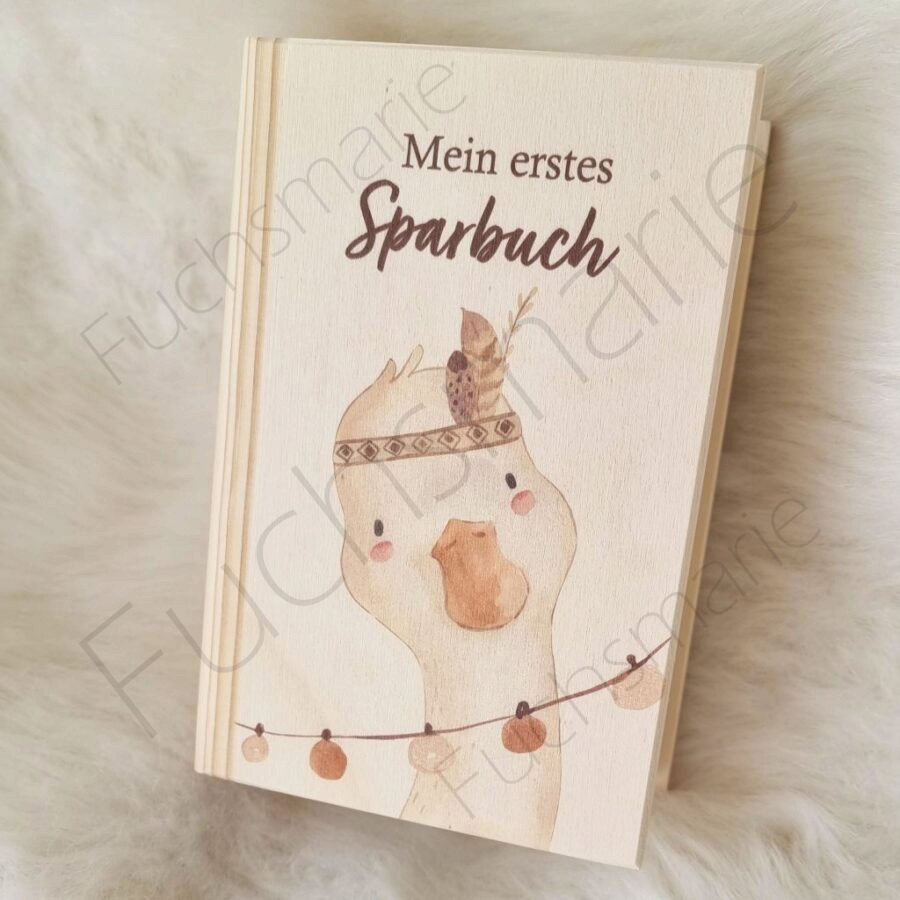 Sparbuch aus Holz Gans Gusti – Bild 3