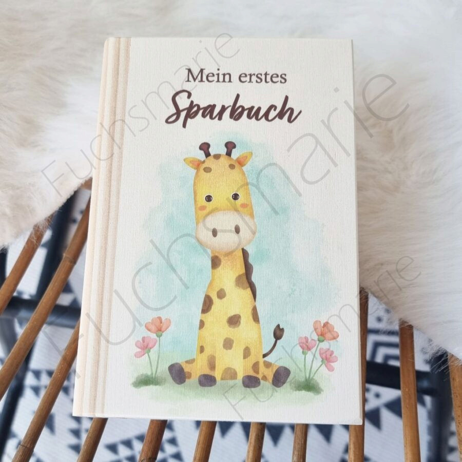 Sparbuch aus Holz Giraffe Gönni – Bild 3
